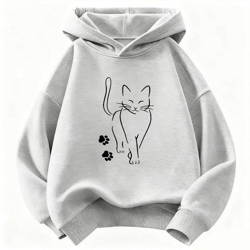 Cute Cat with Paw Hoodie Kids Cat Children's Sweatshirt Hoody for Boys Girls Autumn Winter Casual Hoodies Cartoon
