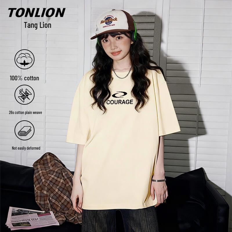 Женская хлопковая футболка TonLion с круглым вырезом и коротким рукавом