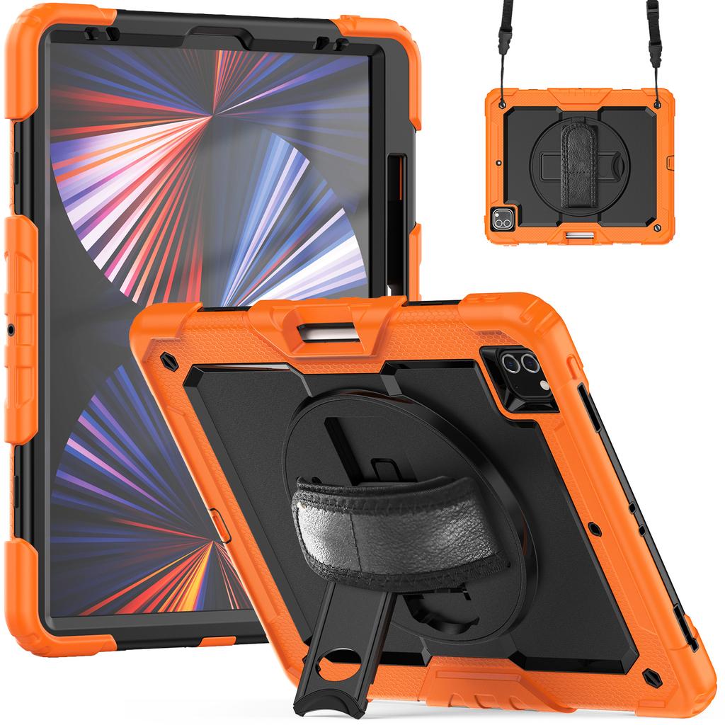 Armor Stand Case Universal for IPad Pro12.9 2018 2020 2021 2022 3rd 4th 5th 6th Gen Hybrid Cover with Screen Protector 3-Layers