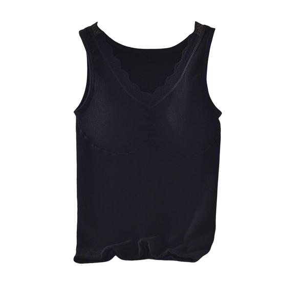 Зимний женский терможилет с нагрудными накладками, бесшовный кружевной V-образный вырез, быстрая фиксация температуры, согревающий, облегающий, эластичный, без рукавов, внутренняя одежда, нижняя майка