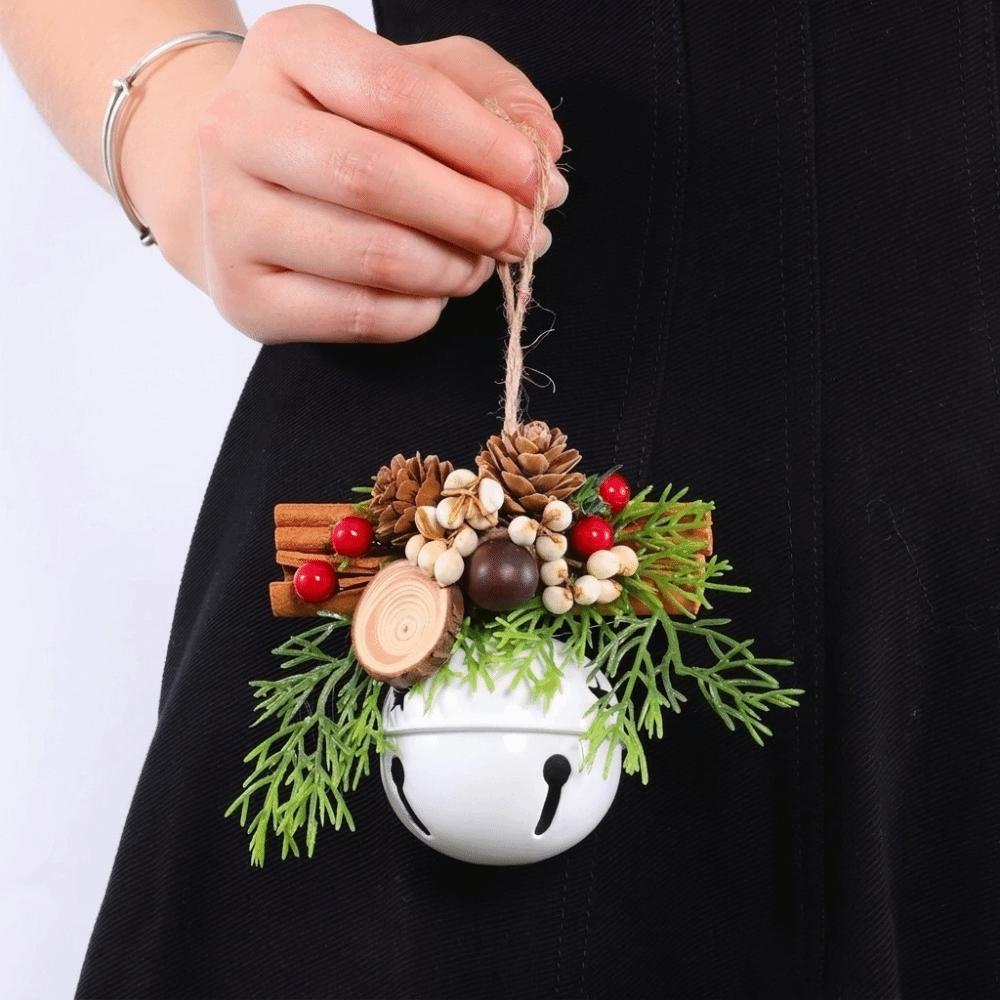 Velvet Bow Christmas Wreath Metal Bell Xmas Tree Hanging Ornaments Vintage Door Garland Indoor