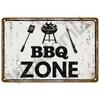 Vintage Tin Sign Dad`s BBQ Yard Outdoor Party Decoration BBQ Zone Metal Sign Plate Retro Barbecue Rules Slogan Decor Accessories
