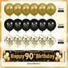 Black Gold 90th Birthday Decorations for Men Women Happy 90th Birthday Yard Banner Sign Decor and 18 PCS Latex Balloons for 90 Year Old Anniversary