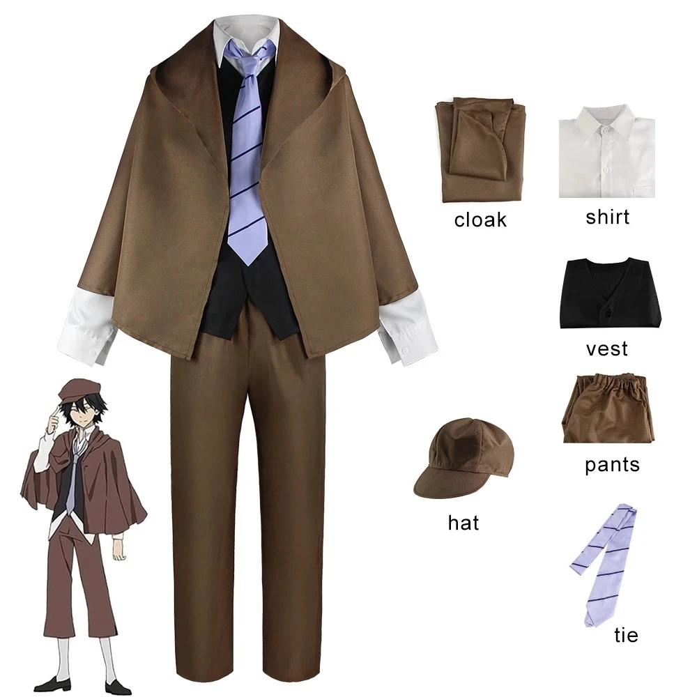 Bungou Stray Dogs Накахара Чуя Косплей Аниме Мужской Костюм Парик Шляпа Перчатка Куртка Брюки Женский Костюм Дазая