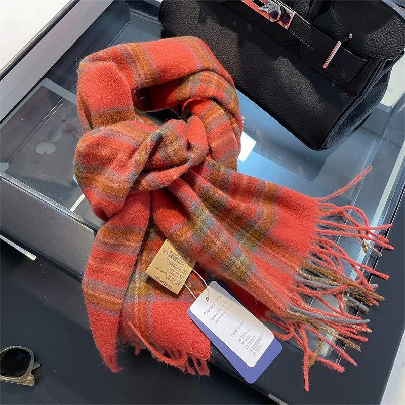 100% Wool Women Winter Scarf Plaid Long Warm Cashmere Scarves Hijab Lady Shawl Wrap Pashmina Bandana Head Scarves Poncho Stoles