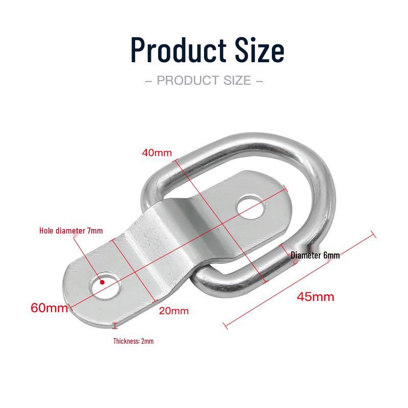 Galvanized Iron D-Ring Floor Hook: Small, Fixed, Semicircular Buckle