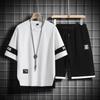 Summer Black White Tracksuits for Men's Set Sleeves T-Shirt + Shorts Sportswear Brand Sporting Suit Oversize 5XL