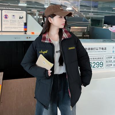 Новая зимняя куртка из хлопка в полоску со стойкой воротником, корейская версия, свободная и простая хлопковая куртка, женская куртка