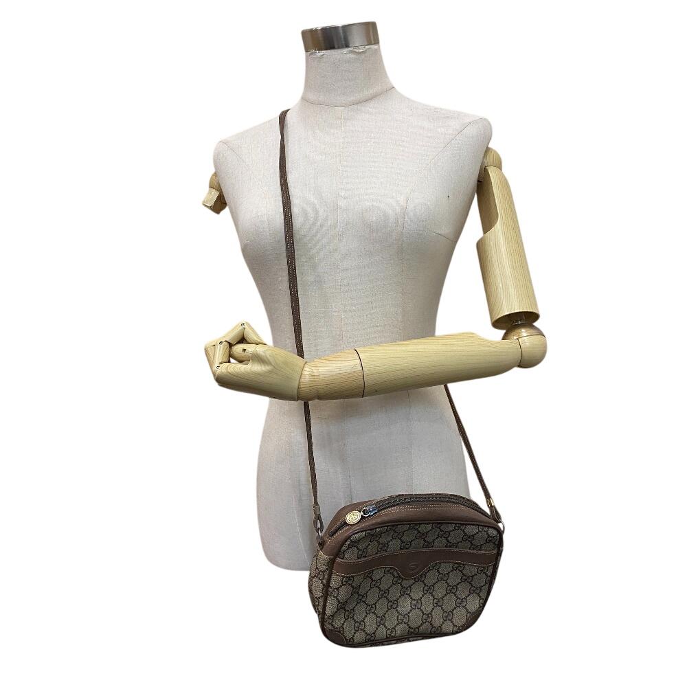 Gucci 6423 Винтажная Старая Сумка-Клатч Gucci с Узором GG из ПВХ Наплечная Сумка Коричневый ПВХ Б/У