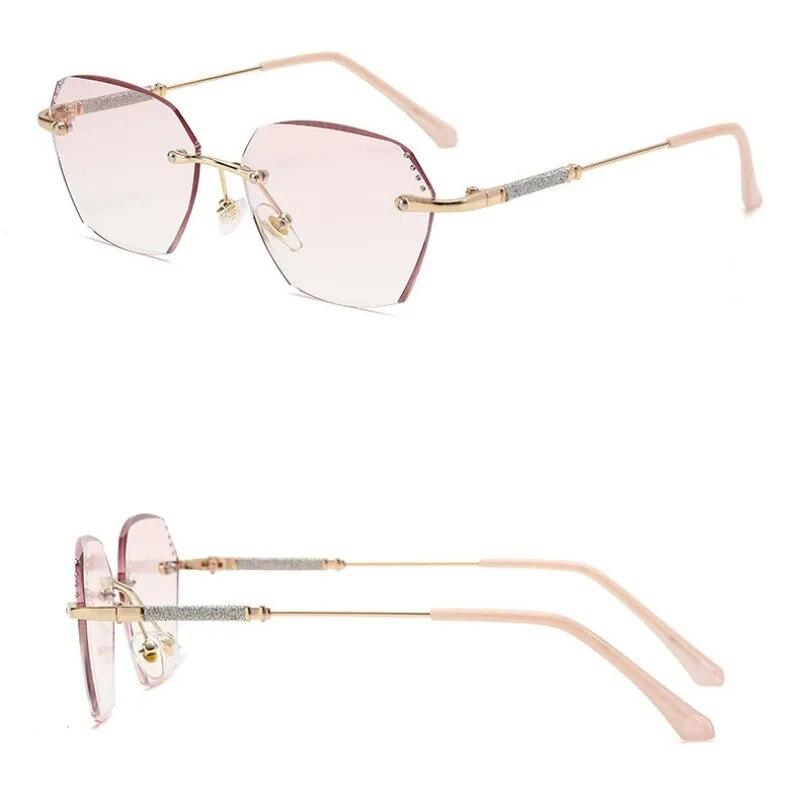 Женские модные очки для чтения с бриллиантовой огранкой, синий свет, блокирующие градиент, очки для дальнего видения, унисекс, женские очки без оправы в стиле ретро