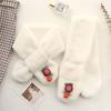 Color Faux Rabbit Fur Plush Bear Christmas Candy Cross Scarf Neck Warmer Plush Scarf Warm Scarf