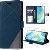 Case for Samsung Galaxy A16 4G/5G - BOOLING - Elegant Navy Blue Leather Effect Protection - 2 Tempered Glasses
