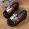 High Quality Women's High Heel Slippers Fashion Print Platform Sandals Outdoor Beach Wedges Shoes Casual Summer Slippers Women