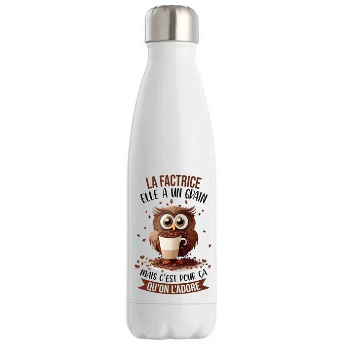 Bouteille Isotherme La Femme de ménage Chouette Café | Idée Gourde Cadeau Travail Métier Sport Collègue Femme Anniversaire Noël