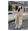 Mingmo Женский длинный пуховик в корейском стиле - Длина до колена, Утепленный, 90% белый утиный пух, Большой размер, Студенческий стиль.