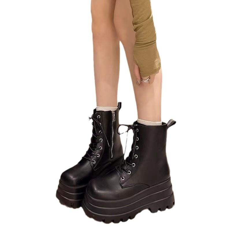 Взрыв стиля Spice girl, обувь для увеличения роста, новые модели 2025 года, подчеркивающие ноги, тонкие, на толстой подошве, ботильоны в британском стиле, ботинки Мартин, на высоком каблуке, локомотив