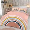 Trendy Pastel Colors Rainbow Bedding Set Baby Kids Duvet Cover 150x210 135x200 With Pillowcases And Zipper