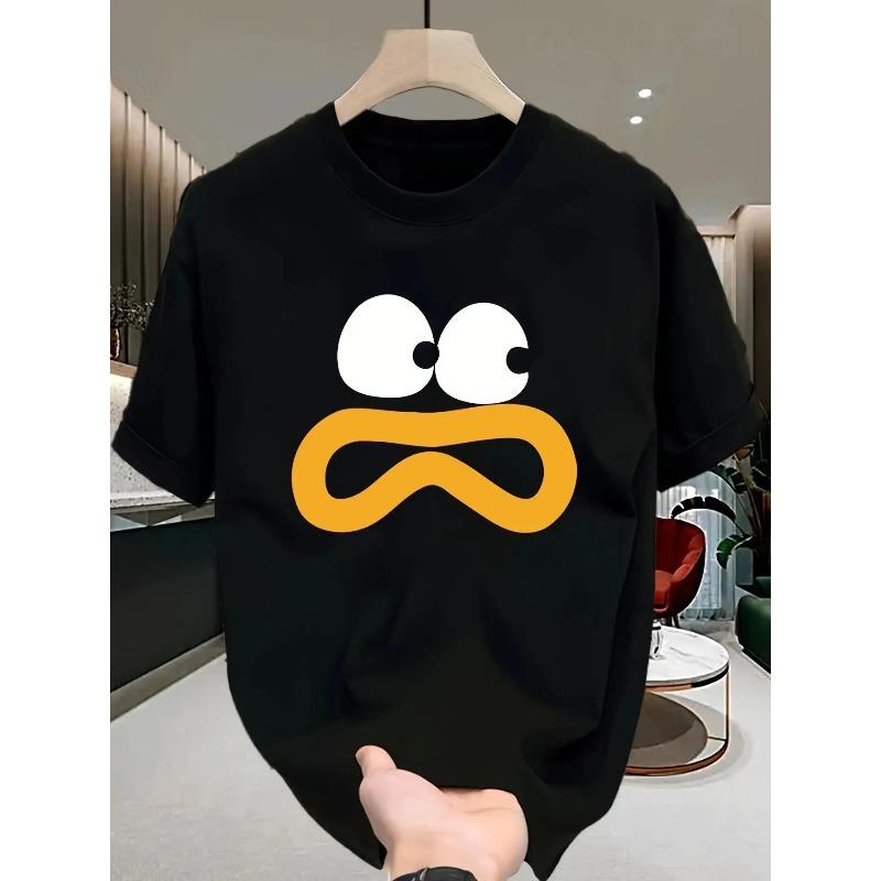 European sizes Creatively designed funny expression printed crew-neck T-shirt, made of lightweight, comfortable and breathable fabric, with advanced