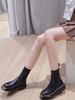 Fashion Women Boots Ladies Metal Square Head Shoes Slip On Ankle Mid Calf Boots Platform Non Slip Leather Soft New Footwear Woman Spring