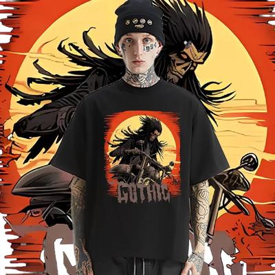 Футболка West Death God, свободные футболки с круглым вырезом, мужская одежда в стиле рэп, топы с принтом, модная уличная футболка большого размера