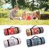 Bohemia Retro Aluminum Film Base Foldable Picnic Blanket with Storage Rope Composite Process Camping Waterproof Damp-Proof Mat Outdoor Supplies