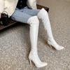 Fashion Sexy Elastic Thigh High Boots Women High Heels Over-the-knee Boot Female Point Toe White Yellow Fetish Party Long Shoes Big Size