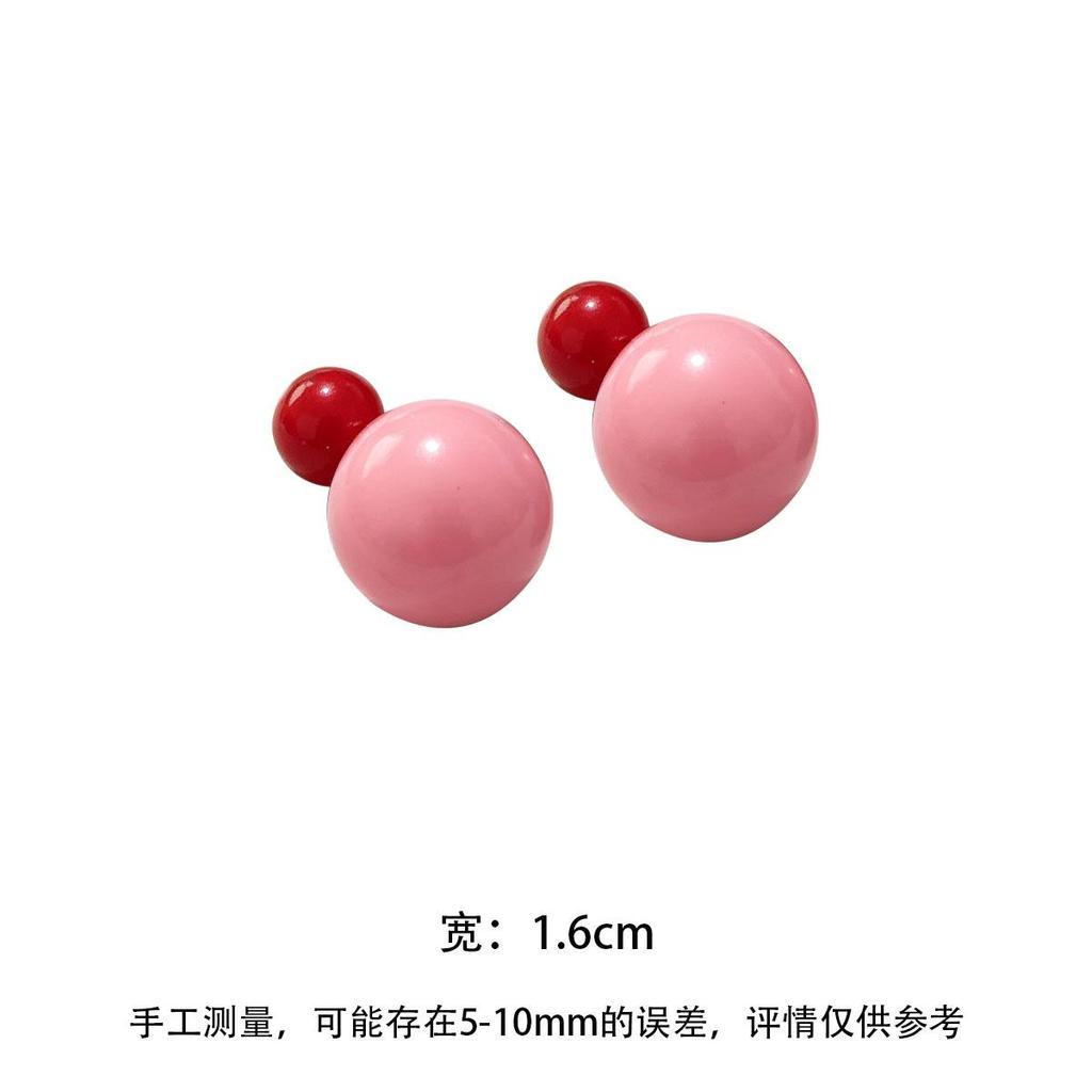 Hot Pink Earrings for Women Brightening Skin Tone Pink Ear Studs Niche Dopamine Barbie Versatile Accessories
