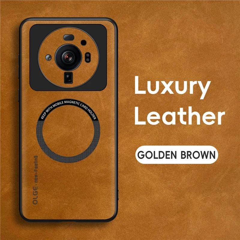Магнитный ретро кожаный мягкий чехол для Xiaomi 12S Ultra 12SUltra 5G с беспроводной зарядкой, чехол-накладка для телефона