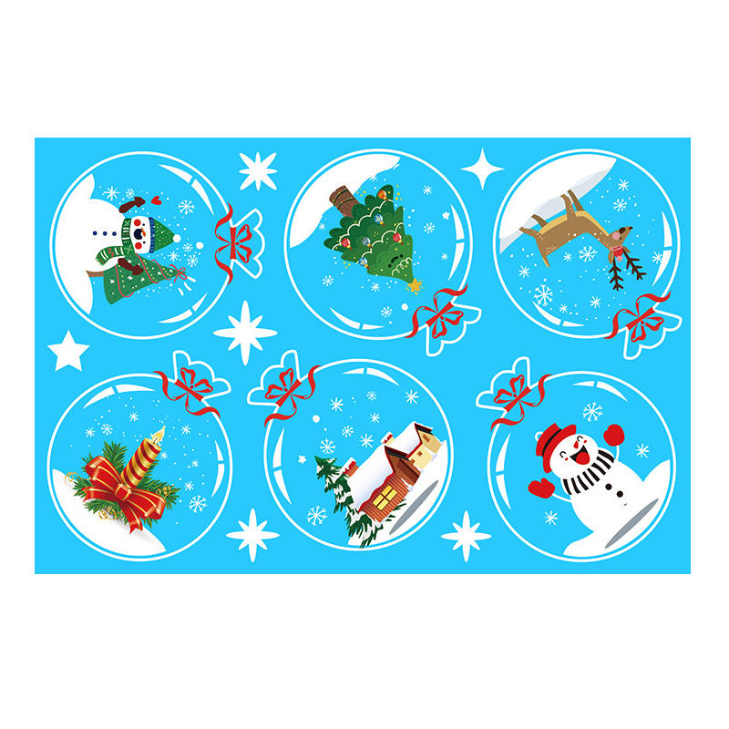 Christmas Windows Static Stickers Wall Clings Removable Vinyl Santa Claus Snowman Diy Door Mural Decals Stickers