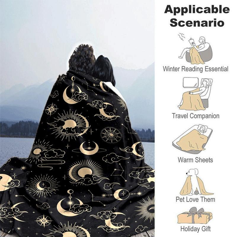 1pc Moon Printing Lightweight Flannel Blanket, Comfortable and Warm Blanket, for Camping Sofa Bed and Couch Office, Suitable for Gift Blanket