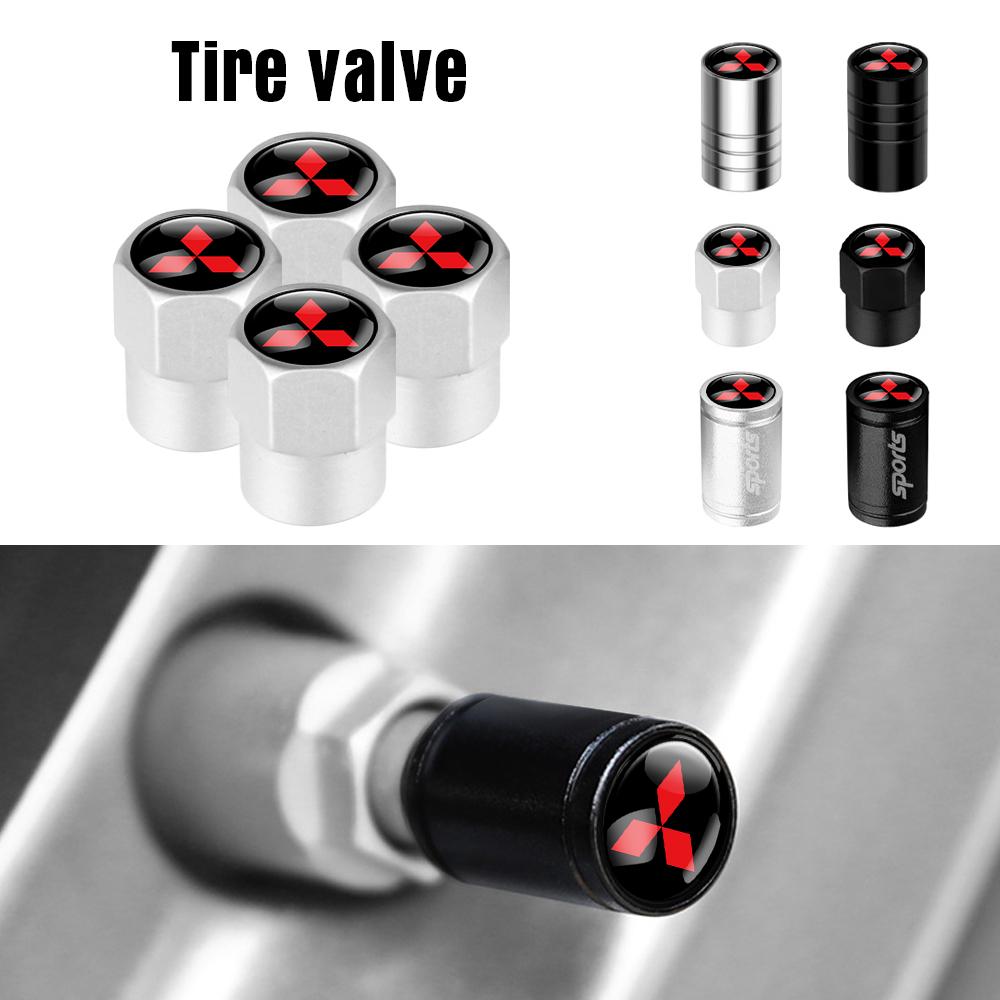 vhcp9 4pcs Car Metal Wheel Tire Valve Cover Stem Caps Accessories For Mitsubishi Lancer 9 Asx 1200 Eclipse Pajero Outlander