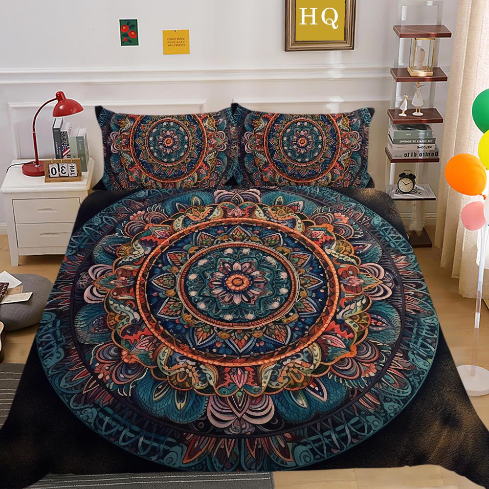 Роскошный комплект пододеяльников, домашняя постельная одежда, покрывало с принтом мандалы, высокое качество, пододеяльник, один размер, декор для спальни