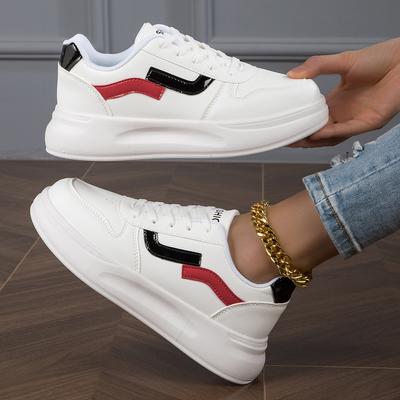 Белые туфли, женские легкие женские кроссовки из искусственной кожи, спортивная обувь на плоской подошве, большие размеры 36-42