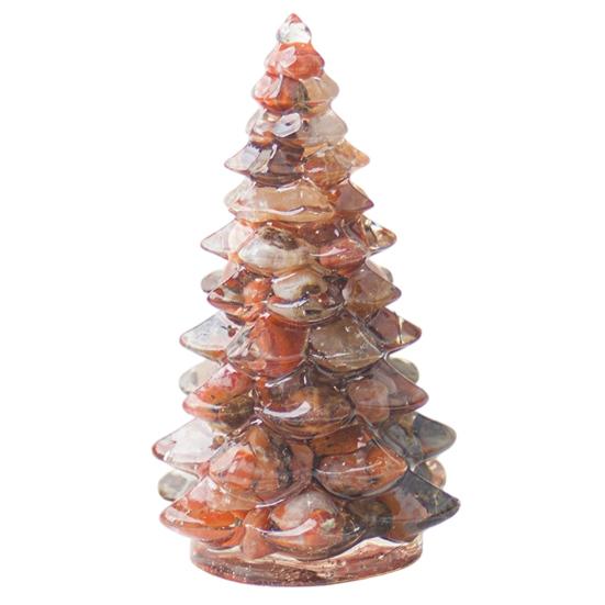 Elegant Holiday Decor Resin Christmas Tree Figurine, Crystal Desktop Ornament, Ornament Miniature Decoration for Home Office, Gift Party Centerpiece