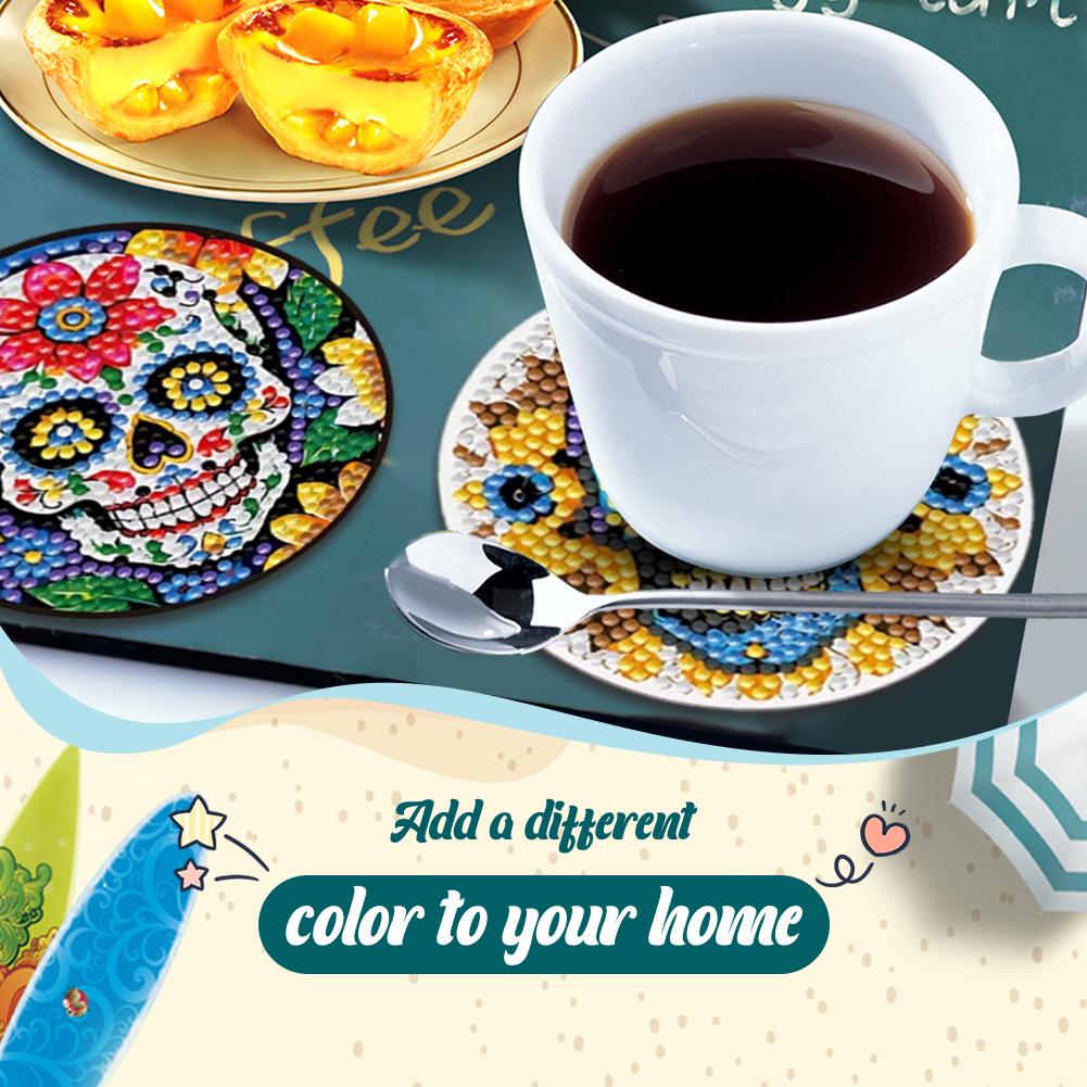 8 Pcs DIY Diamond Painting Coasters Kits DIY Coaster Diamond Art Kits for Beginners Adults Art Craft Supplies