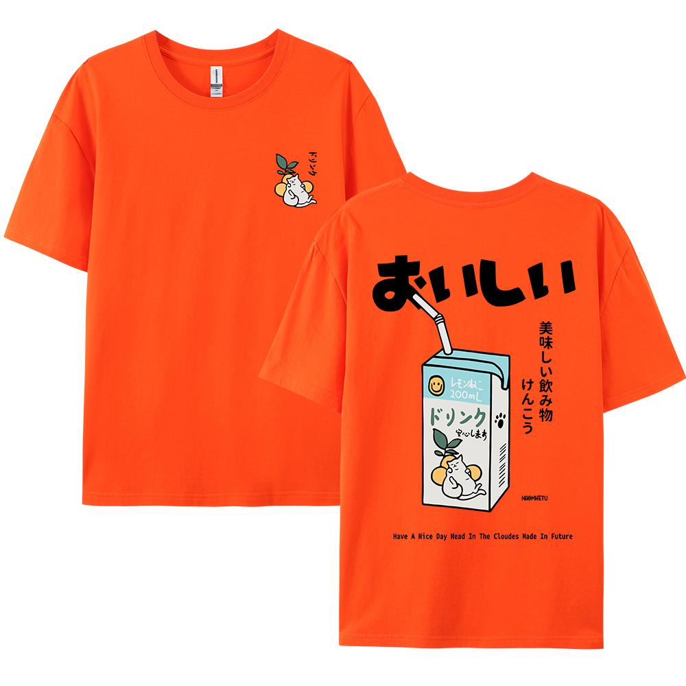 Cute Japanese Cat Print Oversized T-shirt men Women Short Sleeve Loose Casual Tee Shirt Streetwear Tops Cotton Harajuku Clothing