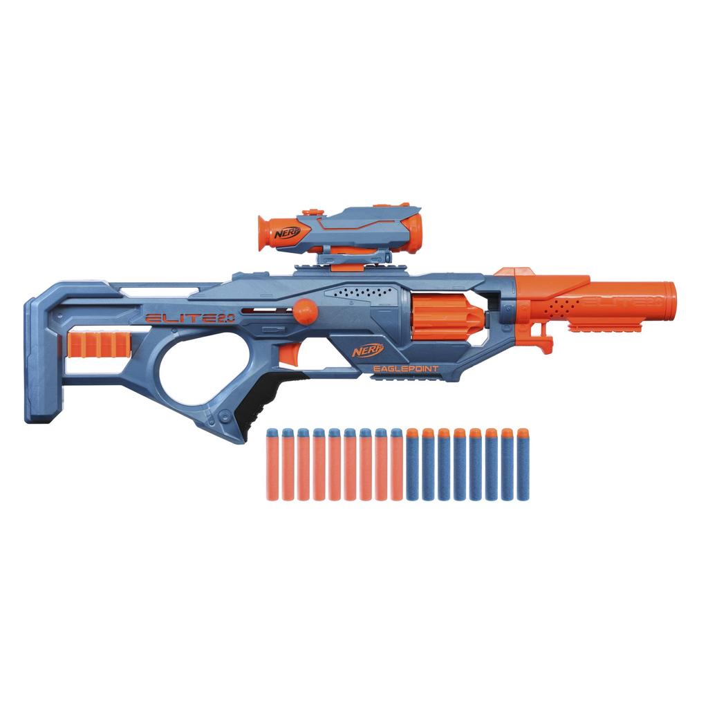 Hasbro Nerf Elite Eagle Point Бластер со стрелами, прицелом Nerf, затвором, уличная игрушка для мальчиков и девочек, возраст 2.0 RD-8, барабан на 8 стрел, и резервуар, Action, 8+