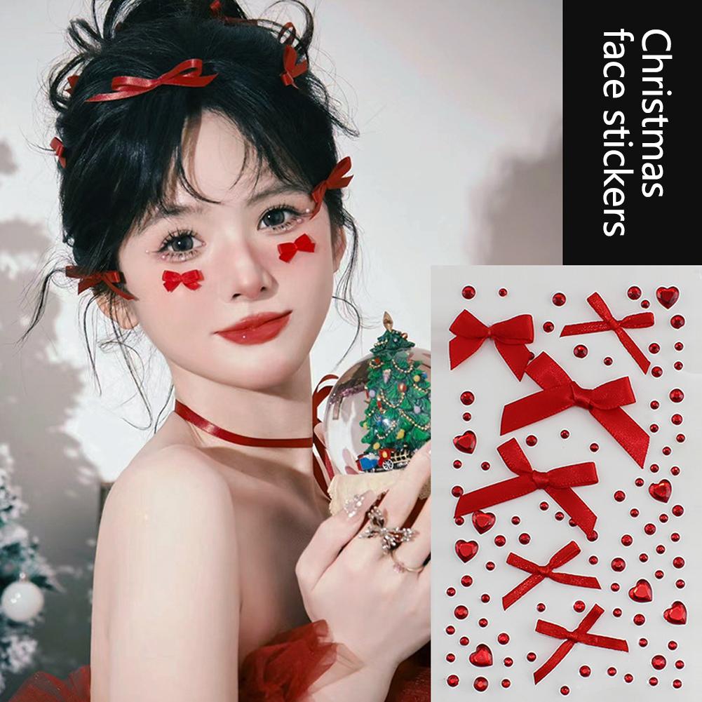 Рождественский макияж наклейки для лица Рождественский макияж лицо Снежная бабочка паста Временное лицо Лицо P M3Z2