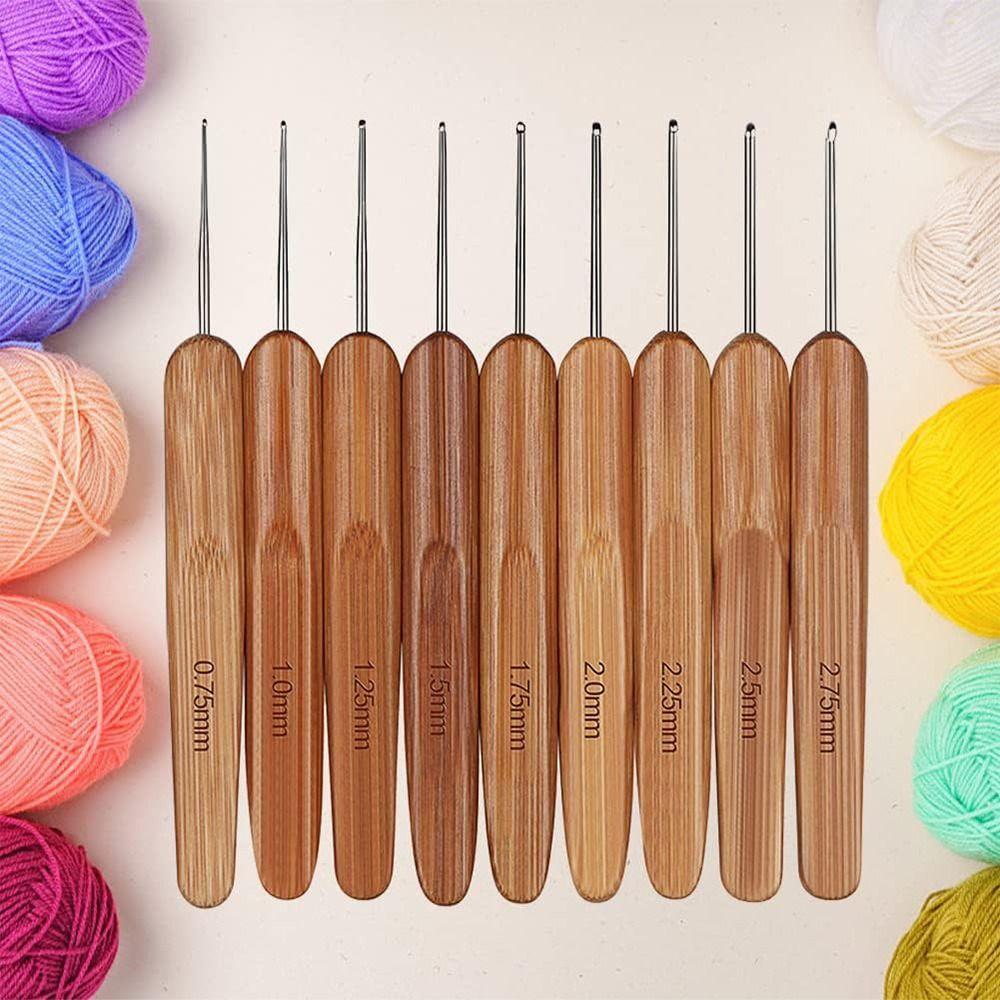 Bamboo Wooden Crochet Hooks Small Size Knitting Needles Handicraft Yarn Weave Tool Hand Weave Tool