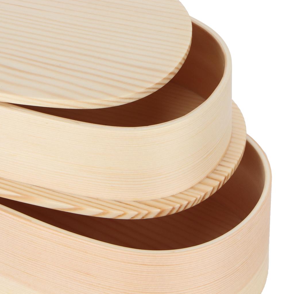 Lunch Box Set Japanese   Wooden Food Storage Container for Students Workers 19x10x9.5cm