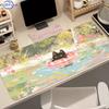 Handpainted Pond Blackcat Scenery Large Mouse Pad Fresh Floral Lakeview Nonslip Desk Mat