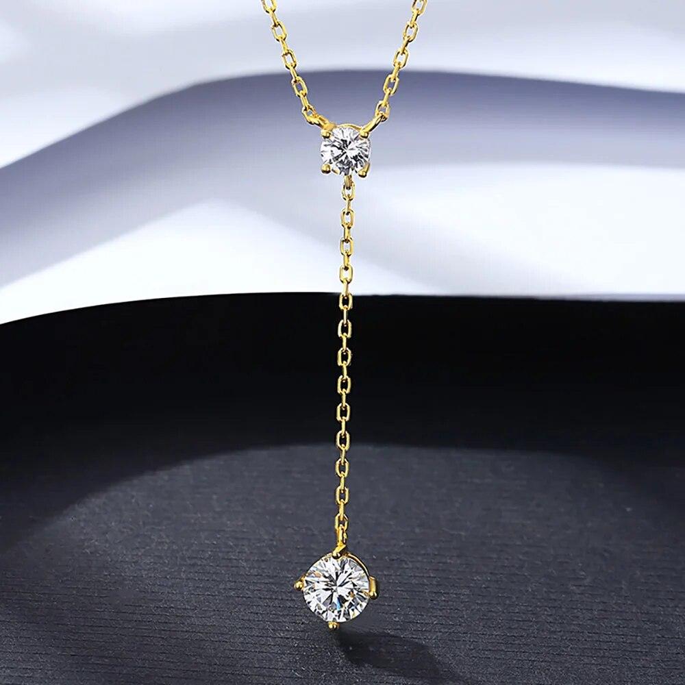 D цвет 3cttw 2 камня полный муассанит ожерелье для женщин стерлингового серебра S925 цепочка на шею ювелирные изделия