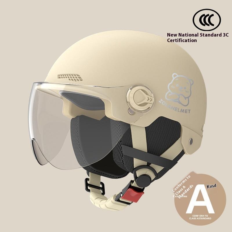 Bear Helmet, Electric Car, Half Helmet, Sunscreen for Women, Ventilated and Light, Wholesale with Ear Protectors, Warm In Winter