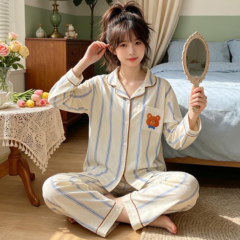 Cartoon animation pajamas women's autumn explosion long sleeves trousers comfortable loungewear imitation cotton casual suit