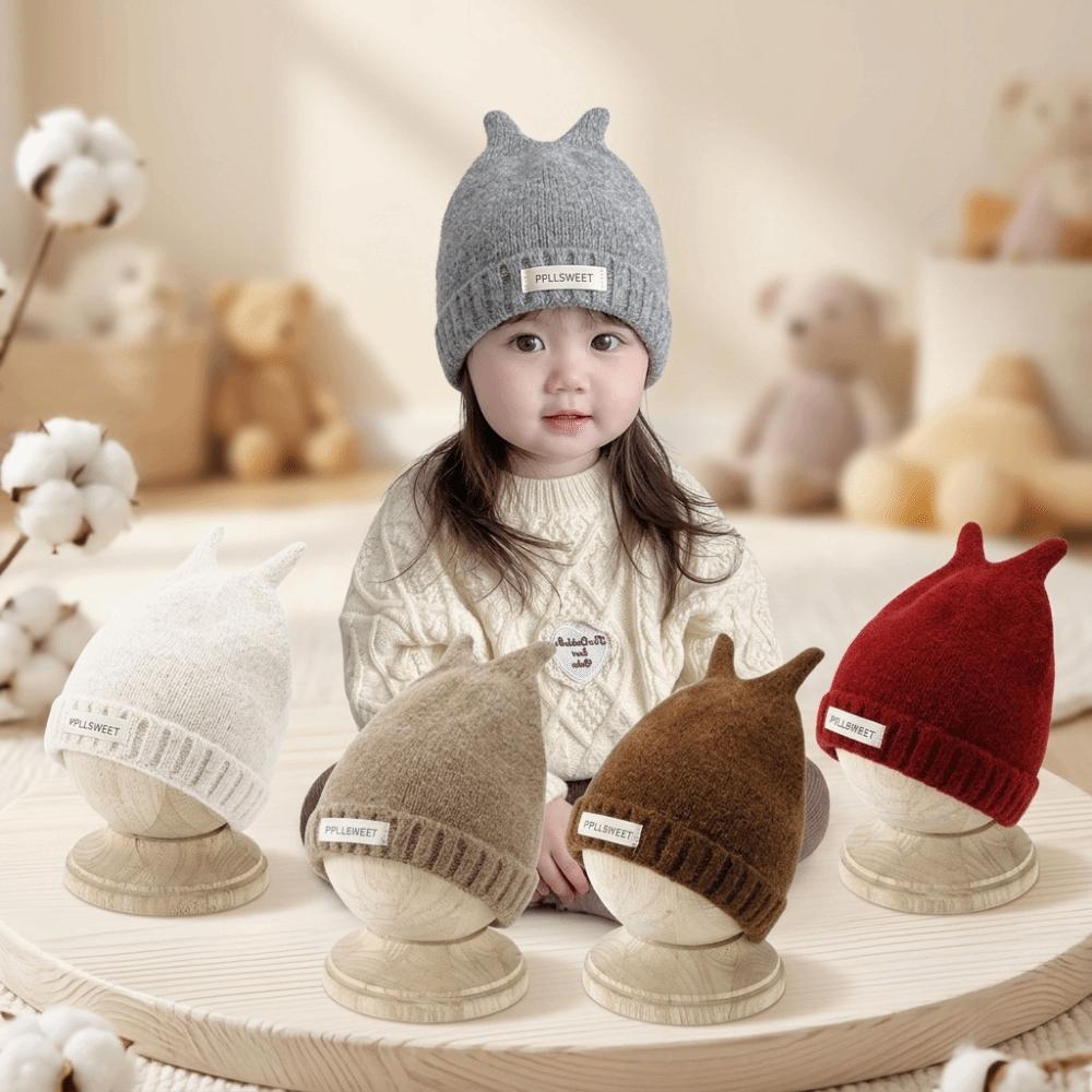 Warm Toddler Knitted Beanie Antenna Detail Pull-On Hat Durable Baby Knit Cap Boys Girls