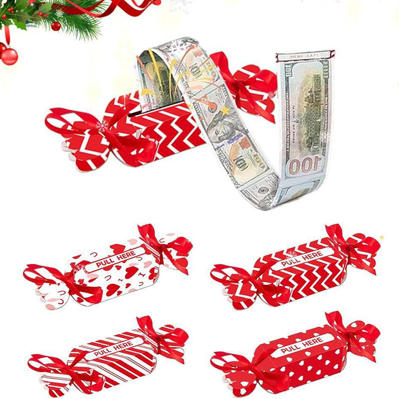 4Pcs/Pack Pull Box Christmas Candy Shape Holder Box for Cash Set Of Merry Christmas Box Cash Pull Boxes for Home Decor