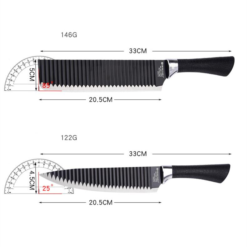 Knife Set Black Knife Six-piece Set Tie Pattern Non-stick Knife Stainless Steel Wave Pattern Knife