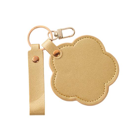 Зеркало для макияжа в форме цветка из искусственной кожи, водонепроницаемое, портативное, для туалетного столика, брелок