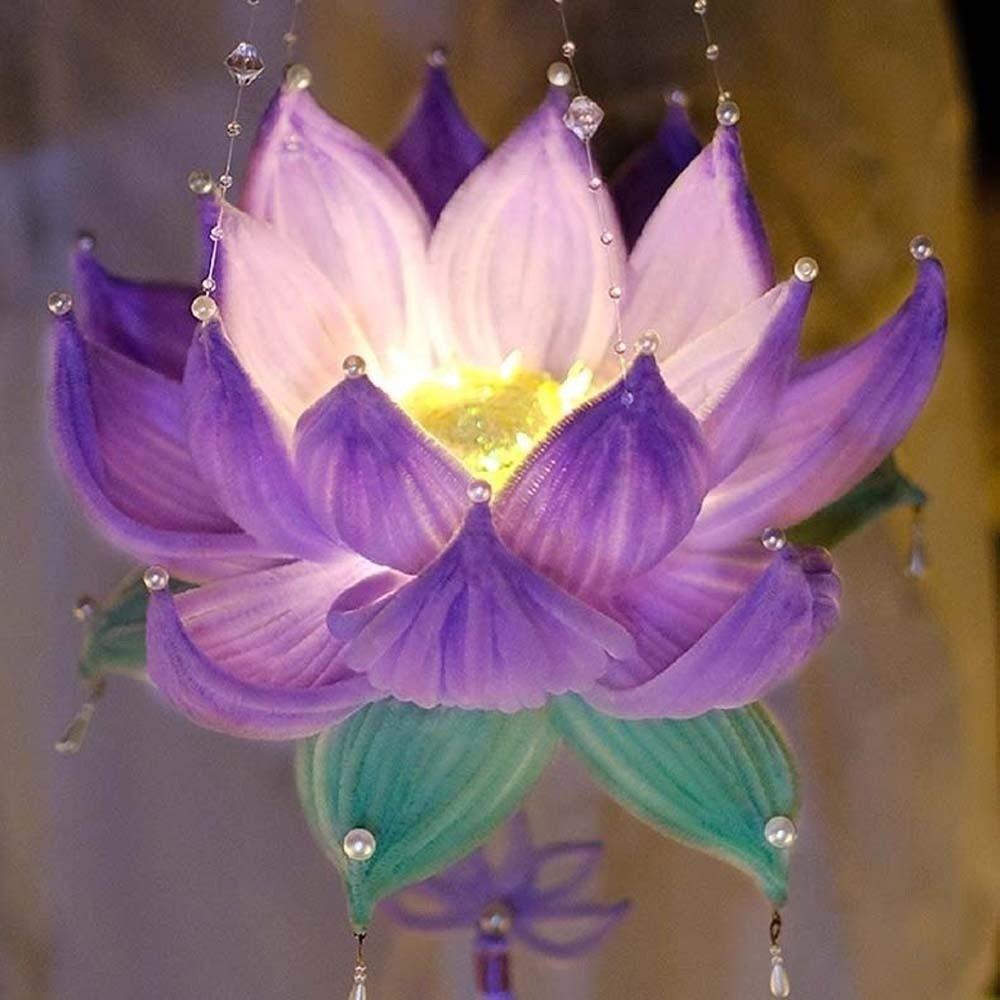 Glowing Lotus Lantern Luminous Handheld Light Chinese Lantern Flower Lamp  Family Activity