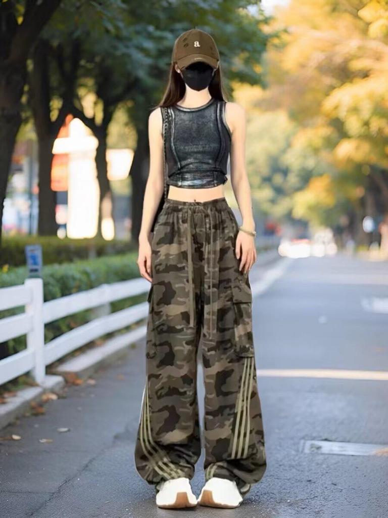 Женские модные камуфляжные рабочие брюки в стиле хип-хоп - Свободные, универсальные, облегающие, в стиле ретро